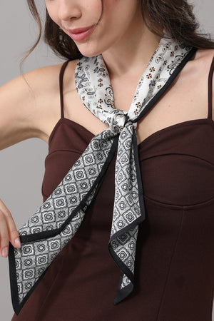 Vintage Geometric Floral Satin Belt Scarf for Women Leto Collection