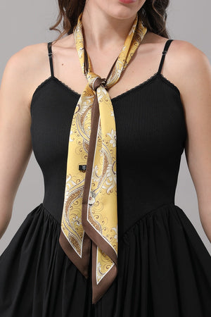 Floral Print Slim Silk Scarf for Women Leto Collection