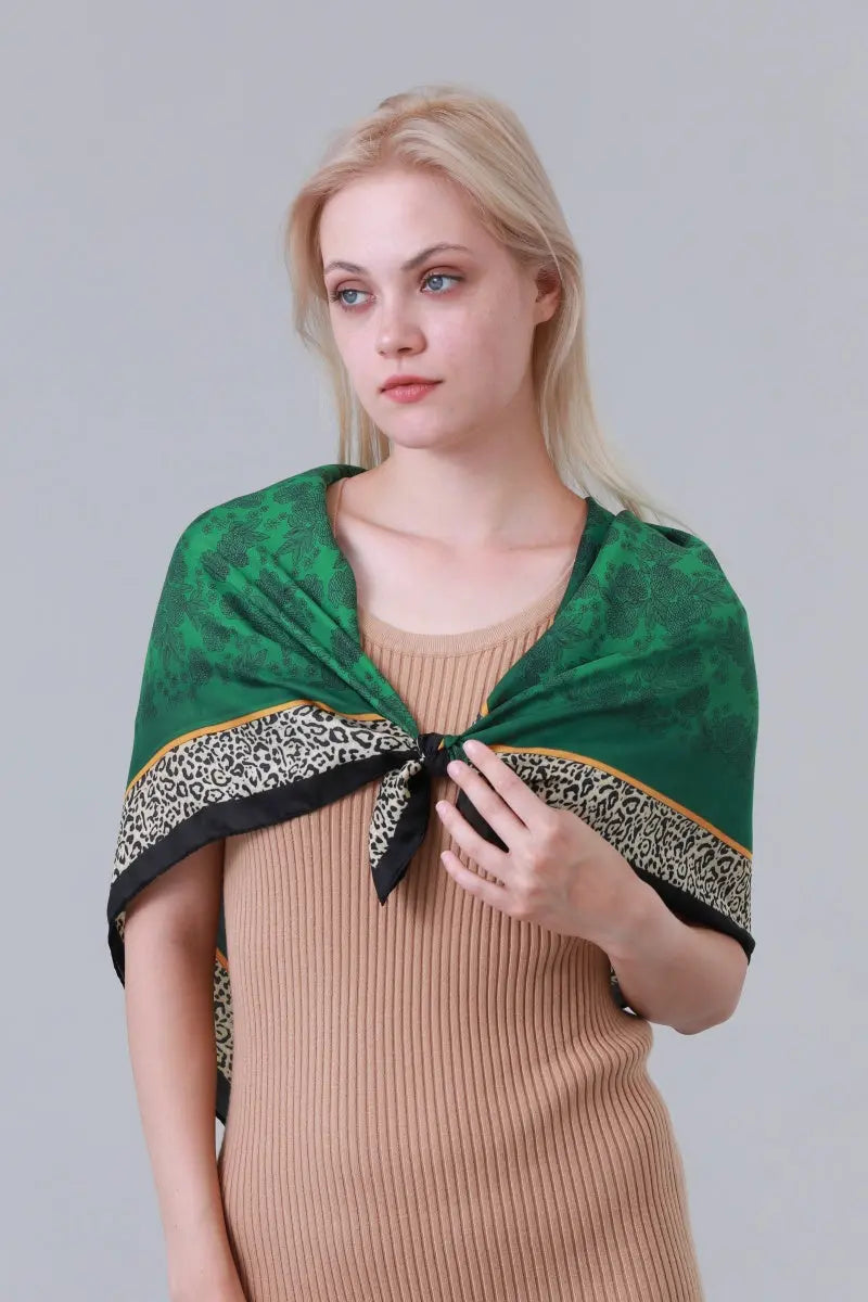 Emerald Green Elegant Square Scarf for Women Daily Wear Leto Collection