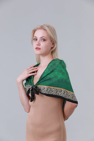 Emerald Green Elegant Square Scarf for Women Daily Wear Leto Collection