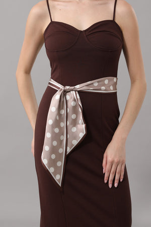 Multi-use Dot Print Slim Satin Scarf for Women Leto Collection