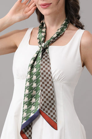 Dual Design Satin Skinny Scarf Multi Wear for Women leto-collection