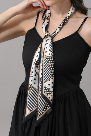 Women Narrow Polka Dot Geometric Decorative Satin Scarf leto-collection