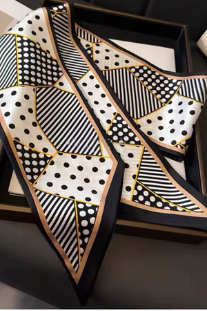Women Narrow Polka Dot Geometric Decorative Satin Scarf leto-collection