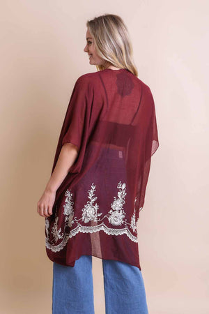 Floral Embroidered Stitched Kimono