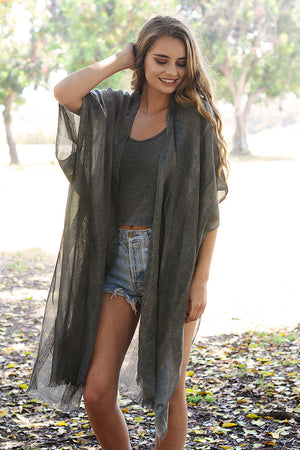 Woven Long Line Tribal Kimono