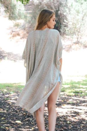 Woven Long Line Tribal Kimono