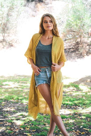 Woven Long Line Tribal Kimono