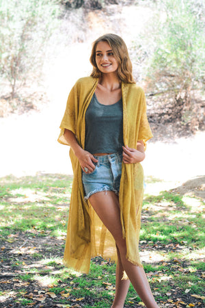 Woven Long Line Tribal Kimono