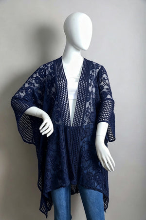 Open Front Floral Knit Kimono – Casual Elegance Leto Collection