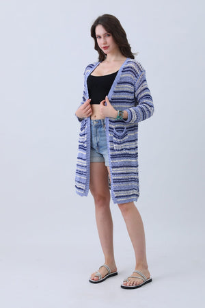 Nautical Blue Stripe Cardigan – Classic & Coastal Cool⚓🌊