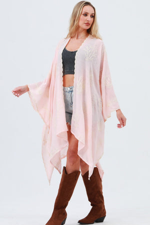 Seahorse Coral Seashell Embroidered Kimono – Ocean Breeze Cover-Up 🌊🐚