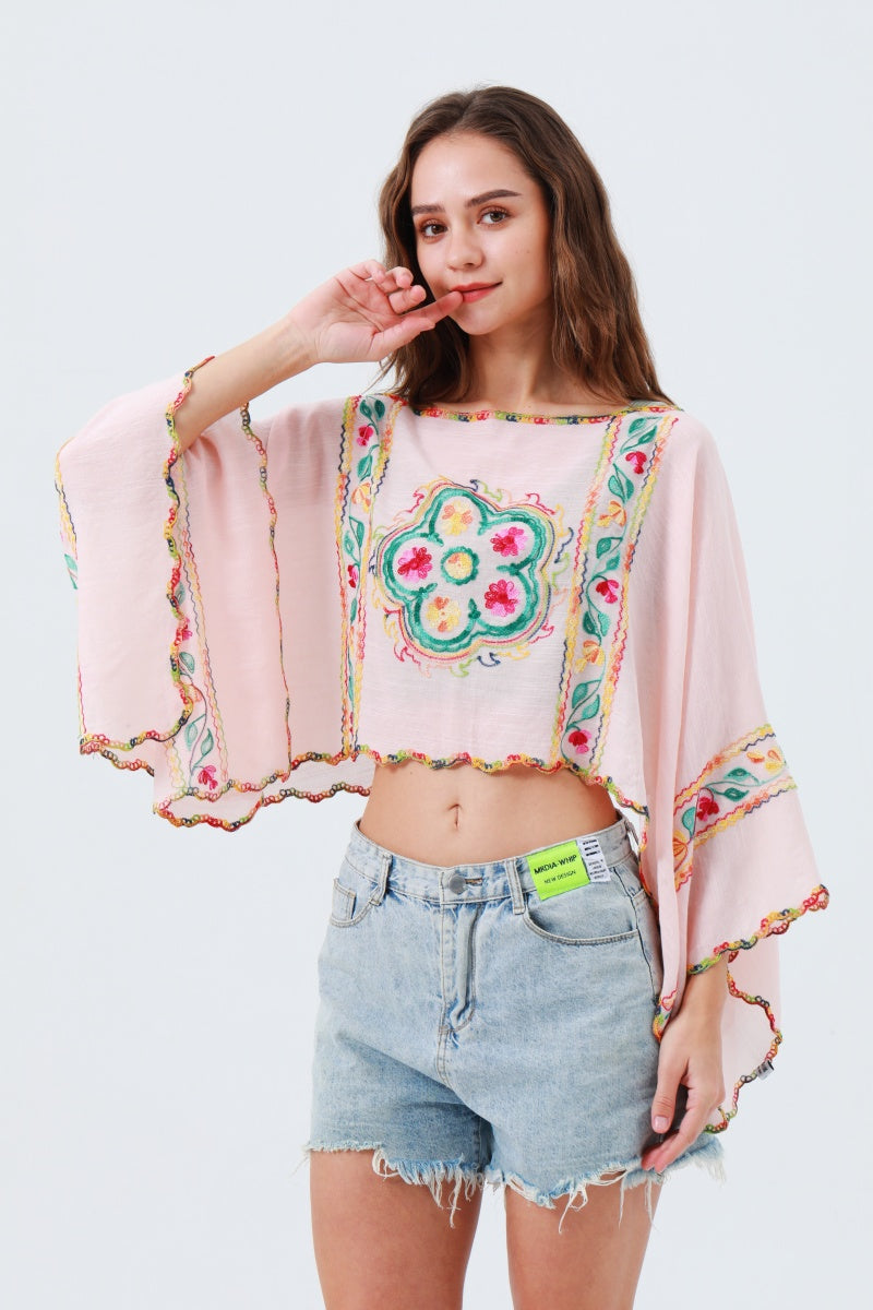 Delicate Floral Line Embroidery Kimono – Breezy Spring & Summer Layer 🌸