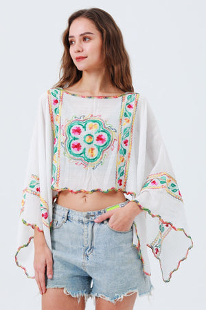 Delicate Floral Line Embroidery Kimono – Breezy Spring & Summer Layer 🌸
