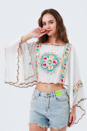 Delicate Floral Line Embroidery Kimono – Breezy Spring & Summer Layer 🌸