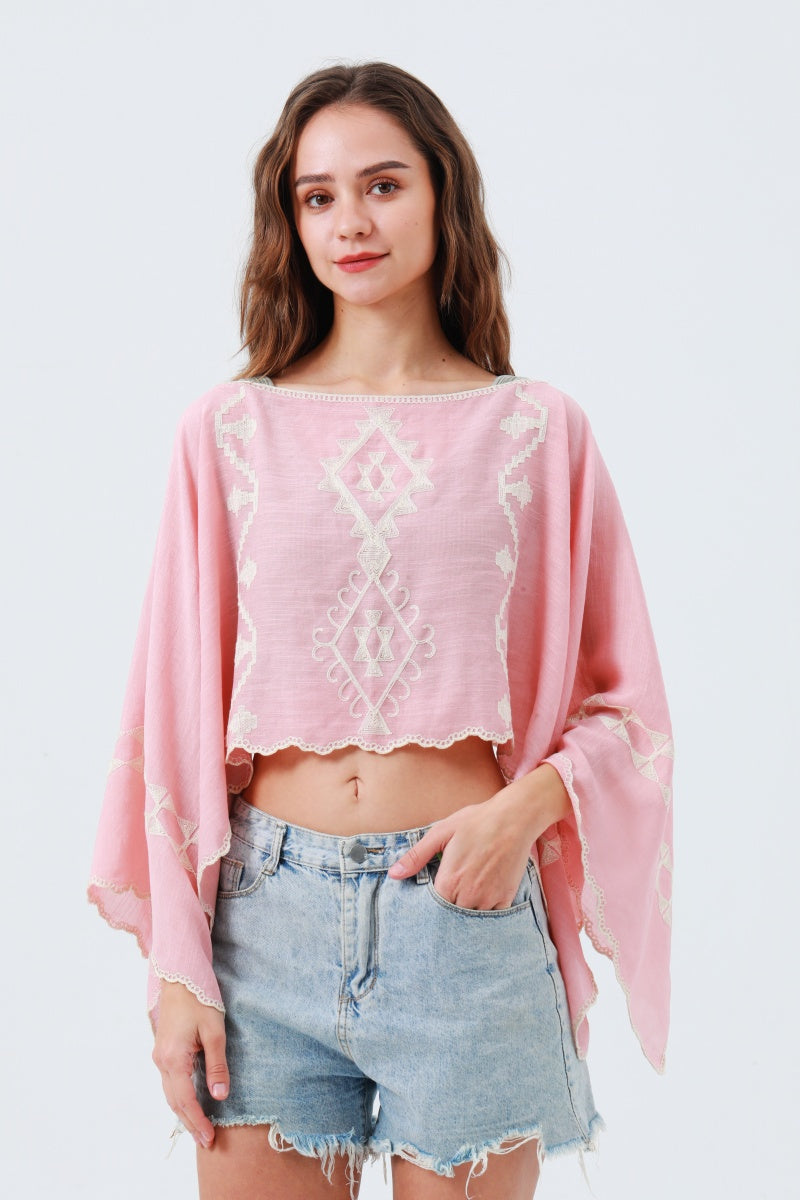 Festival Flash: Boho Embroidered Cropped Kaftan Top