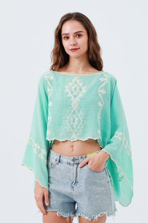 Festival Flash: Boho Embroidered Cropped Kaftan Top