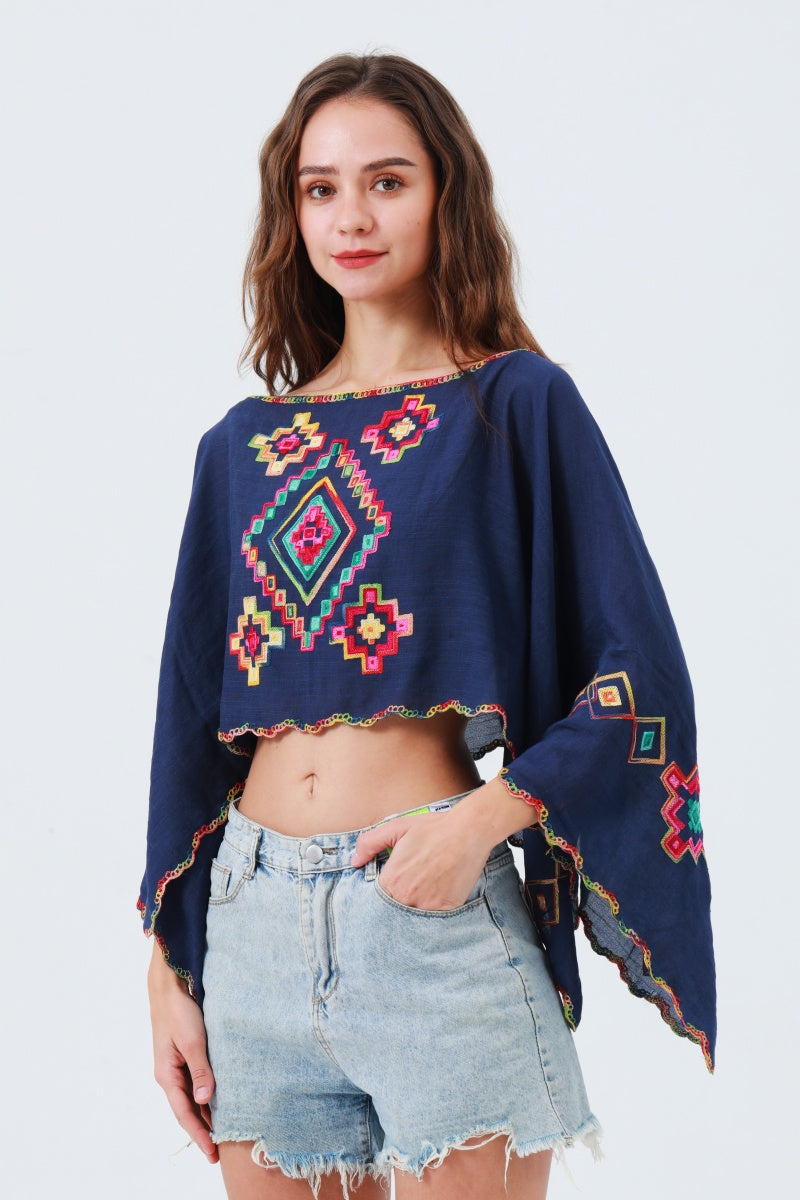 Geometric Embroidery Kimono – Lightweight & Soft Layer 🧵