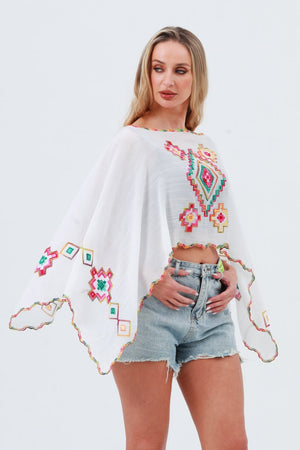 Geometric Embroidery Kimono – Lightweight & Soft Layer 🧵