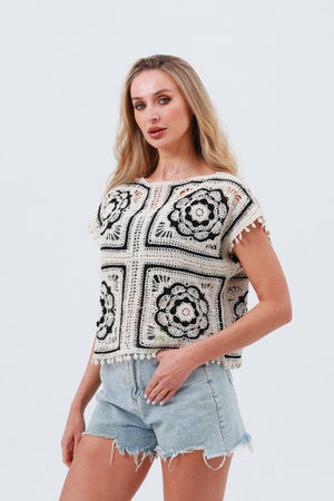 Crochet Detail Cotton Top – Floral Sleeveless Summer Layer 🌿