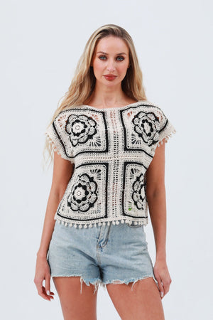 Crochet Detail Cotton Top – Floral Sleeveless Summer Layer 🌿