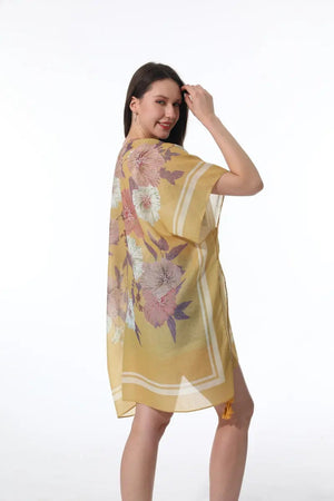 Floral Print Tassel Kimono Beach Cover Up Shawl Cardigan 🌸🌊 leto-collection