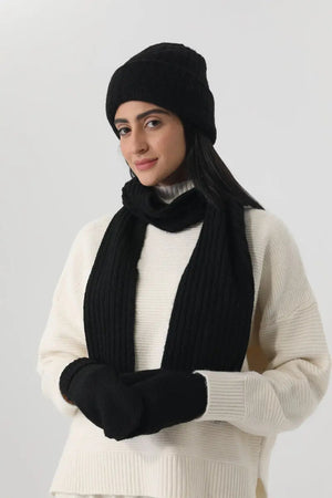 Women Ribbed Knit 3Pcs Winter Hat Scarf Mitten Gloves Set ❄️🧶 Leto Collection