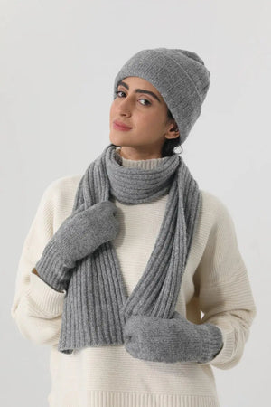 Women Ribbed Knit 3Pcs Winter Hat Scarf Mitten Gloves Set ❄️🧶 Leto Collection