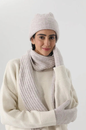 Women Ribbed Knit 3Pcs Winter Hat Scarf Mitten Gloves Set ❄️🧶 Leto Collection