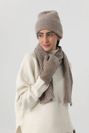 Women Ribbed Knit 3Pcs Winter Hat Scarf Mitten Gloves Set ❄️🧶 Leto Collection