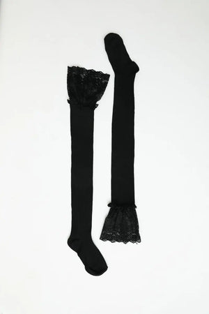 Lace Trimmed Knee-High Socks Leto Collection