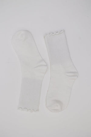 Cotton Blend Lettuce Edge Crew Socks for All Season 🧶 Leto Collection