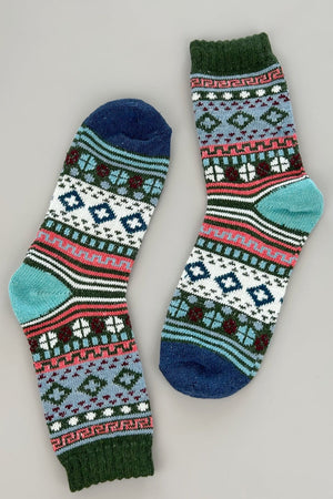 Retro Fair Isle Geometric Knit Crew Winter Socks For Women Leto Collection