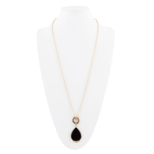 Abby Black Onyx Golden Bronze Drop Necklace
