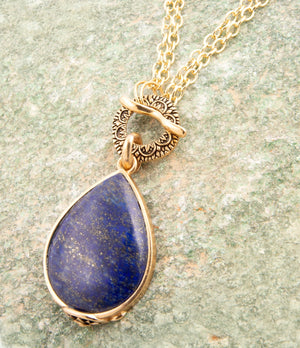 Abby Blue Lapis Golden Pendant Necklace