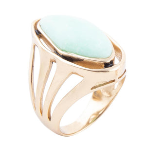 Abstract Green Chrysoprase and Golden Ring