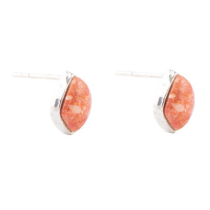 Abstract Orange Sponge Coral and Sterling Silver Stud Earrings