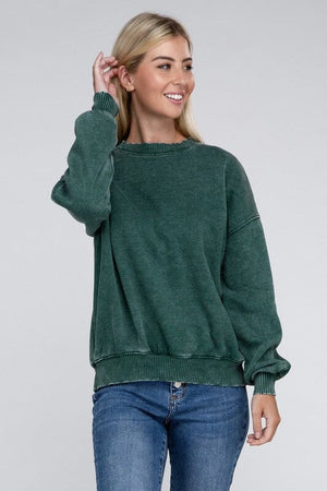 Acid Wash Fleece Oversized Pullover ZENANA 