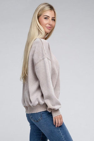 Acid Wash Fleece Oversized Pullover ZENANA 