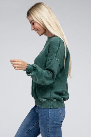 Acid Wash Fleece Oversized Pullover ZENANA 