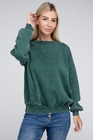 Acid Wash Fleece Oversized Pullover ZENANA 