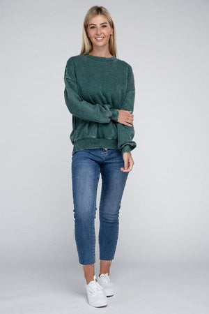 Acid Wash Fleece Oversized Pullover ZENANA 