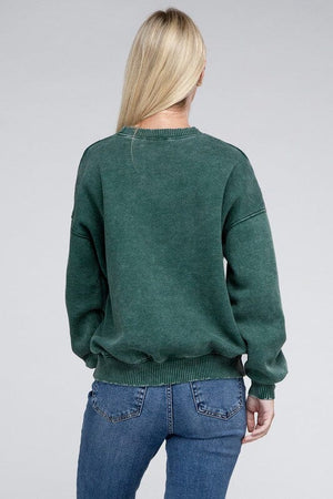 Acid Wash Fleece Oversized Pullover ZENANA 