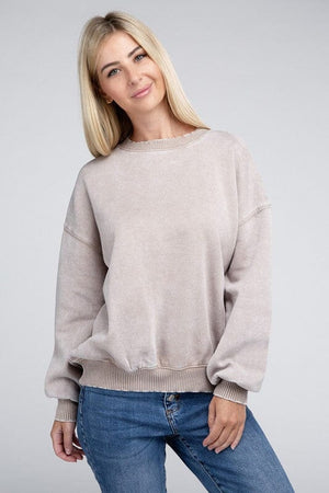 Acid Wash Fleece Oversized Pullover ZENANA 