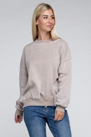 Acid Wash Fleece Oversized Pullover ZENANA 