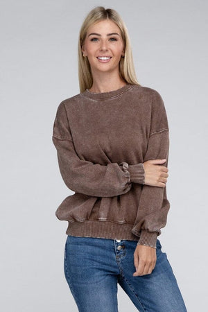 Acid Wash Fleece Oversized Pullover ZENANA 