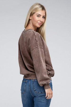 Acid Wash Fleece Oversized Pullover ZENANA 