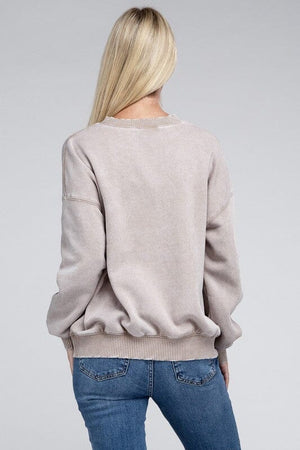 Acid Wash Fleece Oversized Pullover ZENANA 