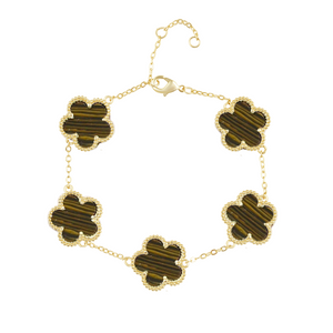 Adeline Clover Bracelet - Onyx, Turquoise or Tiger Eye