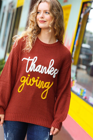 All I Want Thanksgiving Pop Up Embroidery Chunky Sweater Haptics 